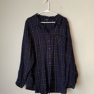 Torrid Women's Blue Plaid Long Sleeve Button Down Shirt 3X